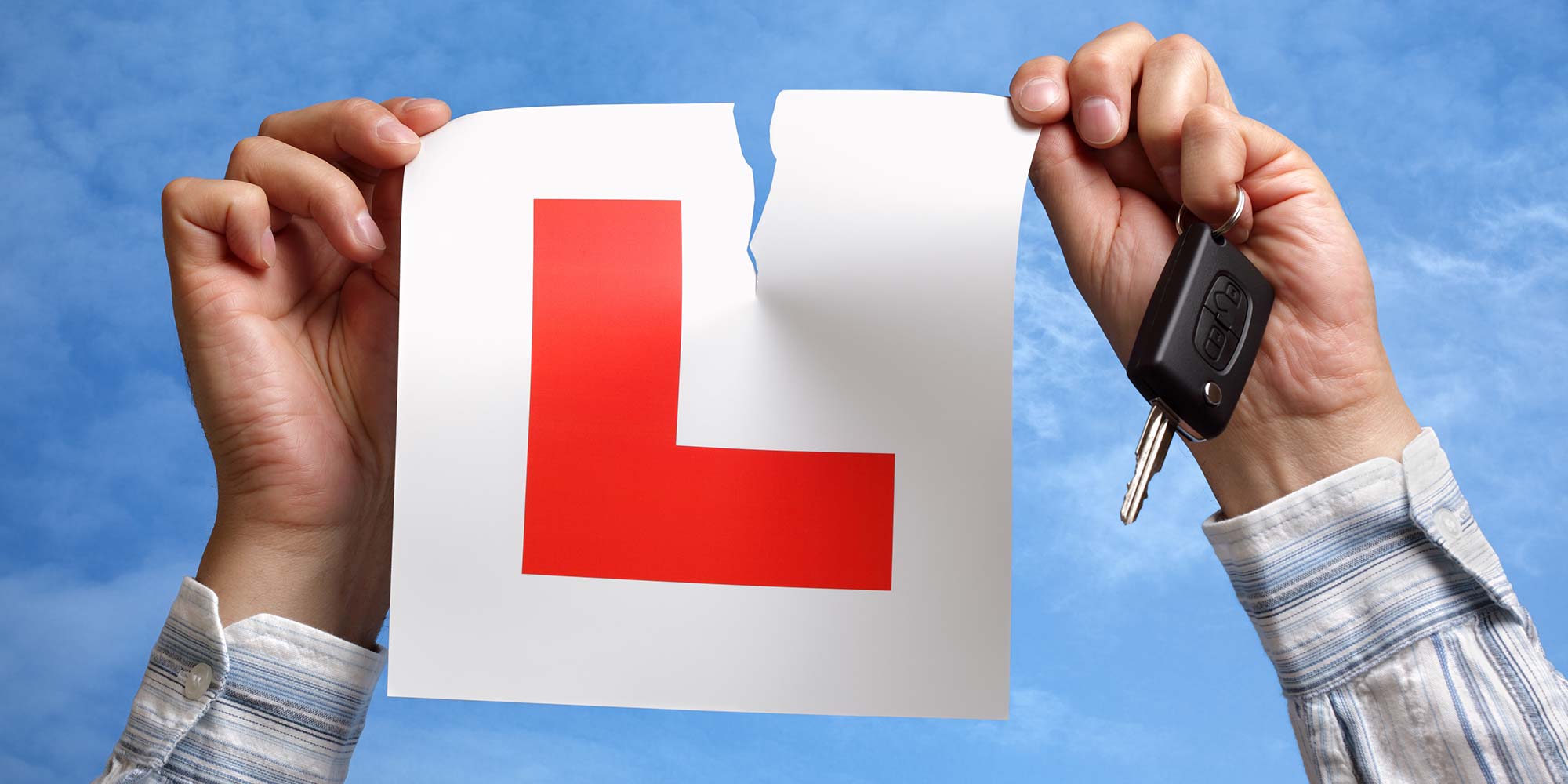 Tearing up L plate after passing driving test